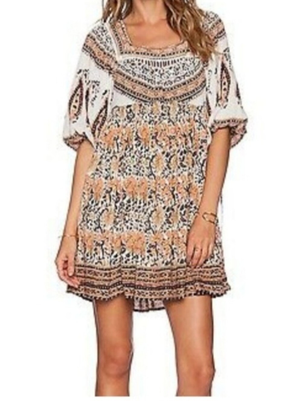 Free People Boho Midsummer Dream Dress Large Floral Boho Mini